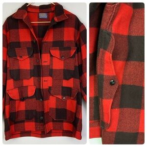 Vtg Pendleton Medium Plaid Wool Field Chore Hunting Jacket Shacket Game Pocket